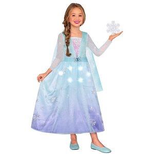 Girls Light-up Icy Snow Princess Costumes M(8-10)
